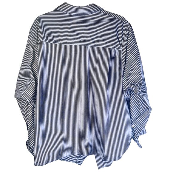 2/$30 ZARA Small Navy & White Striped Button-Up - Picture 3 of 13
